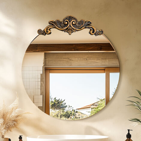 Antique Bronze Color Framed Wall Mirror Living Room Bathroom - 80cm