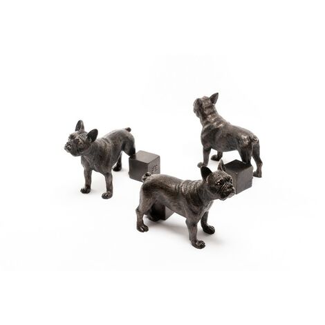 Antique Bronze French Bulldog Plant Pot Feet - Set of 3