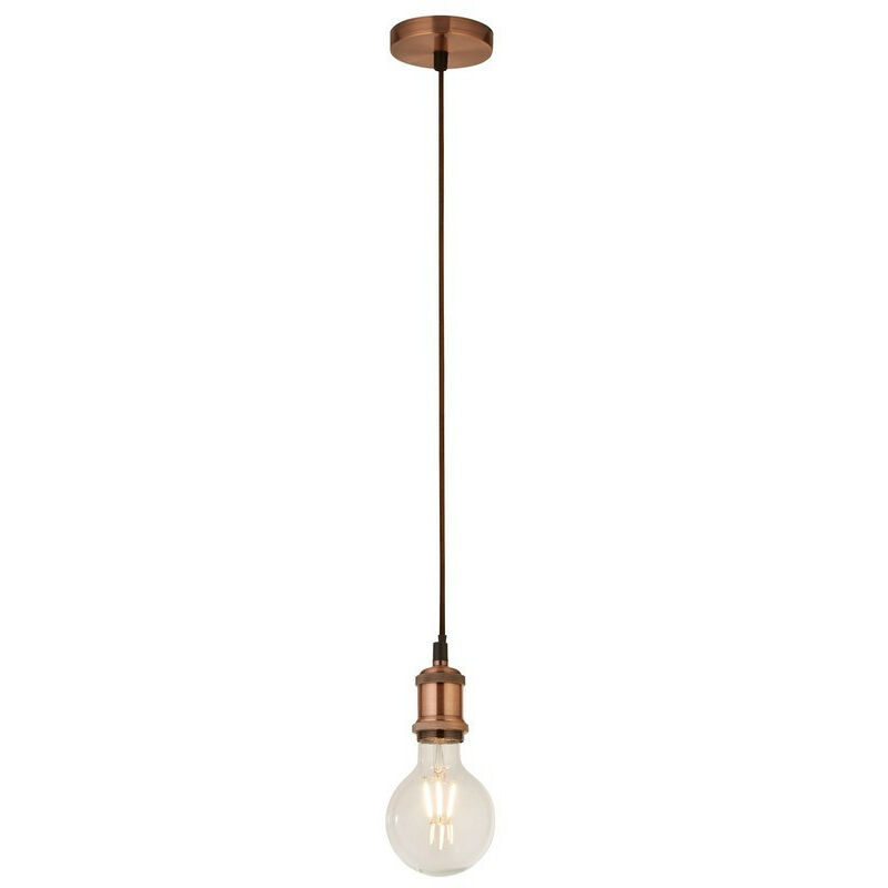 Searchlight - Antique Copper 1 Light Cable Suspension With 1.5Mtr Brown Textile Cable