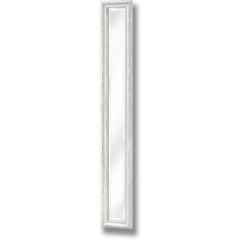 Antique Frame Narrow Wall Mirror - Glass/Resin - L2 x W19 x H135 cm - White