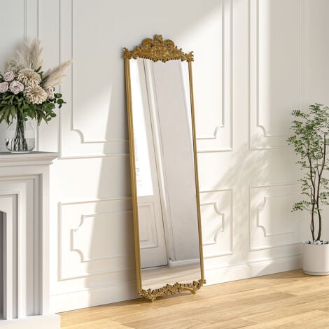 Antique Gold Metal Ornate Full Length Mirror