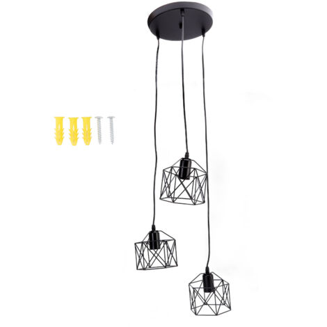 Antique Pendant Lampshade E27 3 Head Retro Unique Style Hanging Light Shade for Home Cafes 85‑240V