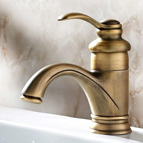 Antique Retro Robinet De Bain Bassin Européen Chaud Et Froid Lavabo De La Salle De Bains Mitigeur en Bronze Finition Cruches Vintage Spray Dessin Balcon Bar Toilettes Lave-Mains Robinet d'eau