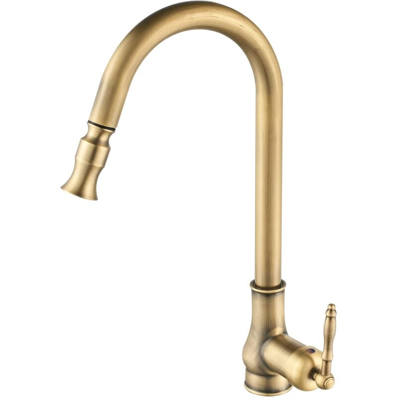 Ymyny - Antique Robinet de cuisine Laiton ,Retro Mitigeur en laiton,Antique robinet extractible,Robinet cuisine douchette, Mitigeur Cuisine Pivotant