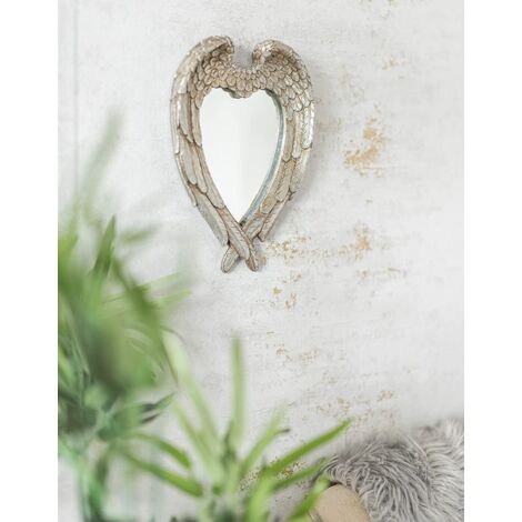 Antique Style Silver Angel Mirror Small