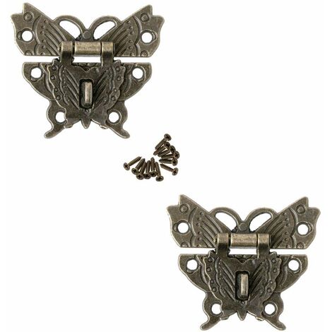 Antique Verrous, Moraillon Loquet Serrure Fermoir Serrure à boucle papillon pour Décoratifs Boîte à Bijoux(6pcs)