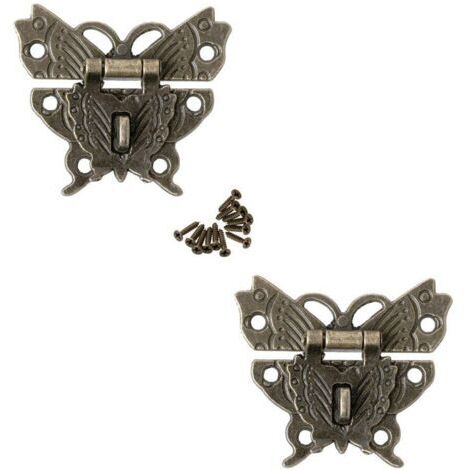 Antique Verrous, Moraillon Loquet Serrure Fermoir Serrure à boucle papillon pour Décoratifs Boîte à Bijoux(6pcs)