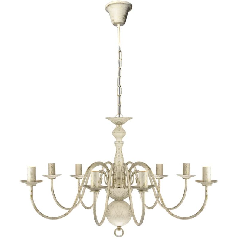 Antique White Metal Chandelier 8 x E14 Bulbs Vidaxl