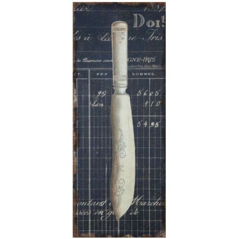 Antiqued raw juted canvas W30,5xDP2xH76 cm sized "KNIFE" print