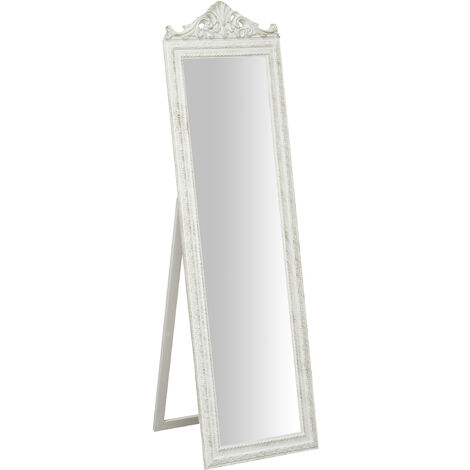 antiqued white finish floor mirror CON GRECA