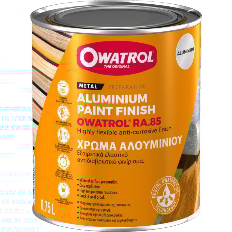 Owatrol - Peinture de finition aluminium métaux, pvc, bois rustol-alu RA.85 Aluminium 2.5 litres
