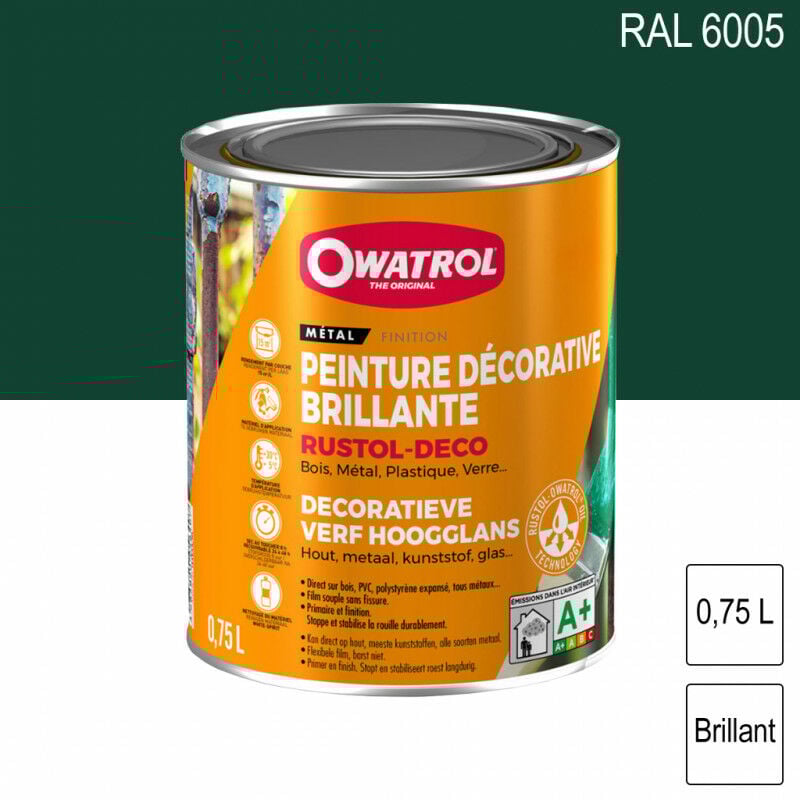 Durieu - Peinture décorative antirouille Rustol Deco ral 6005 Vert mousse brillant 0,75L owatrol