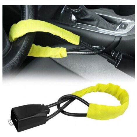 Antirrobo para volante (amarillo), dispositivo antirrobo universal para vehículos, autocaravanas, furgonetas, camiones y SUV. Resistente, universal, 2 llaves.