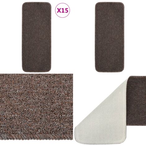Antirutsch Stufenmatten 15 Stk. 60x25 cm Braun Rechteckig - Treppenmatte - Antirutschmatte - Stufenbelag - Treppenläufer - Wohnzimmer Deko - Home & Living