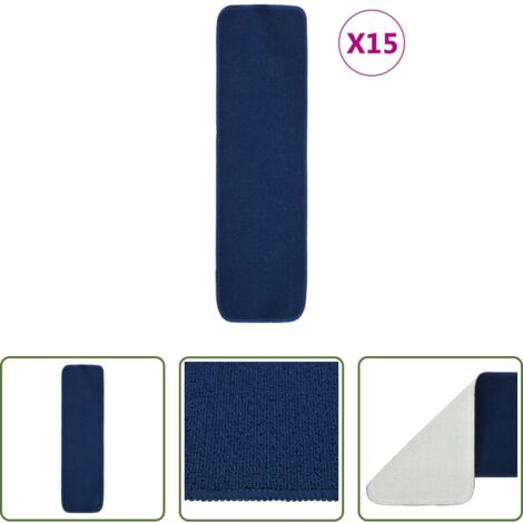 Antiscivolo -  Tappetini per Scale 15 pz 75x20 cm Blu Antiscivolo Rettangolari