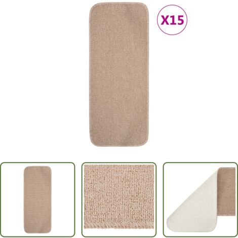 Antiscivolo -  Tappetini Scale 15 pz 60x25 cm Beige Antiscivolo Rettangolari