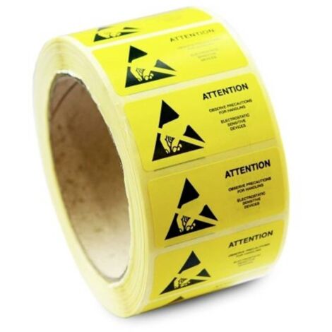 Antistat Étiquette ESD 1000 pc(s) jaune (L x l) 50 mm x 25 mm 055-0002 autocollant R048782