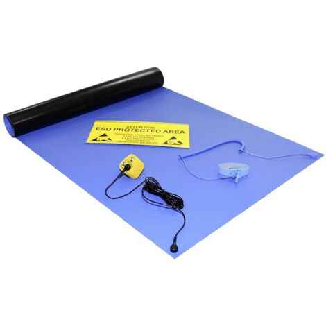 Antistat Kit pour poste de travail ESD bleu (L x l) 1200 mm x 600 mm R042602