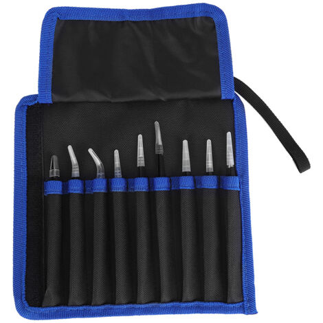 Antistatische Edelstahlpinzette, schwarz (9er-Set) – Handpflegewerkzeug