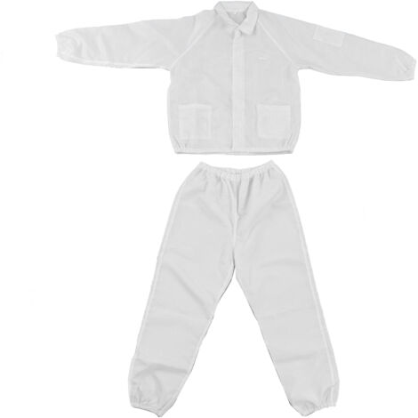 Antistatischer Polyester-Arbeitsoverall – Weiß, Schlitzdesign