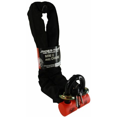 Antivol 2 roues avec chaîne SRA 120 cm – Mini U SRA homologué – Sécurité renforcée – Résistance aux impacts et à l'abrasion – Rider Tec