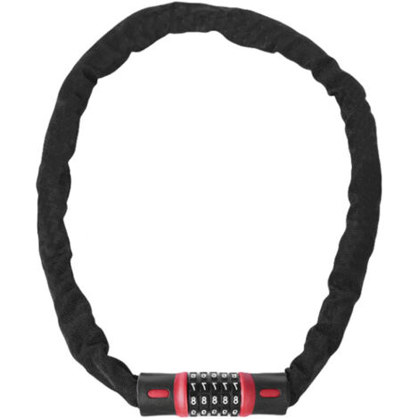 Antivol à combinaison 5 chiffres corde épaisse 6mm longueur 120cm noir-rouge, renforcé pour vélo