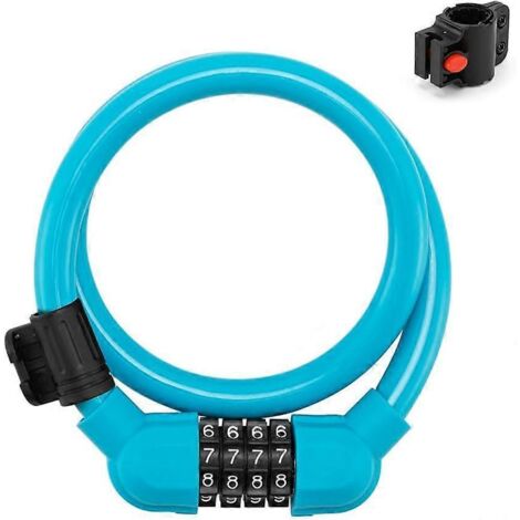 Antivol à combinaison pour vélo 10 mm x 60 cm, chaîne antivol avec code numérique et support pour cadenas.-AquaForge