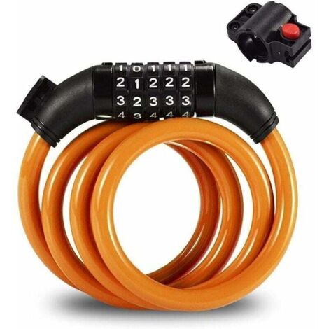 Antivol à Combinaison pour Vélo Câble de Sécurité Spiralé Antivol Câble Spiral Câble Antivol Scooter Cable Antivol Vélo 5 Chiffres,1.2M, pour Vélo Electrique, Skateboard, Poussettes, Tondeuses（