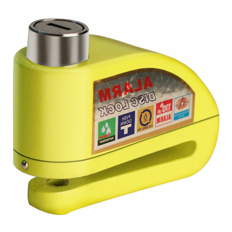 Antivol, adapté à tous types de deux-roues, avec alarme 110dB, bloque disque avec fil, jaune