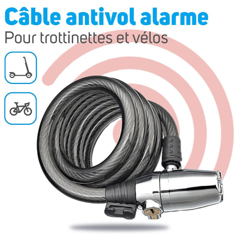 Beeper - Antivol câble avec alarme 110 dB - 120 cm