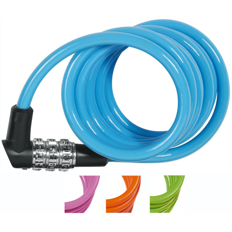 Antivol cable combi color 1M50X7MM cable spiral 4 couleurs assorties Abus 0072214/4003318803963