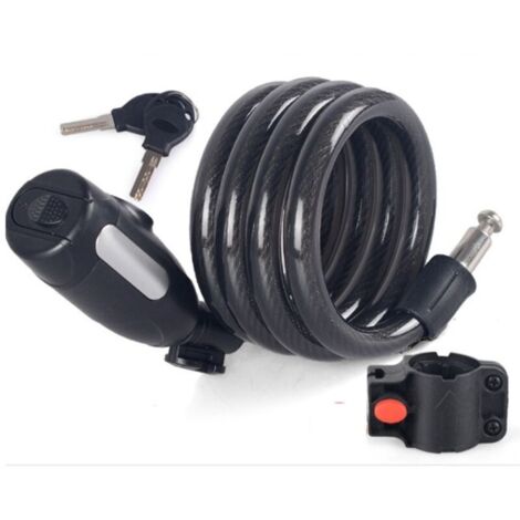 antivol de 120 cm de long - refermable facilement sans clé - cadenas pour vélo avec fixation - antivol en spirale pour vélo & poussette