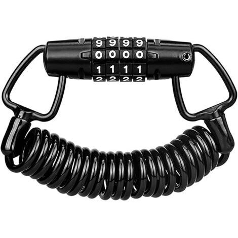 Antivol de Casque,Cadenas de Vélo avec 4 Chiffres,150CM Antivol Universel à Câble,Chaîne Antivol pour Vélo, Poussettes et Scooter peut Être Enroulé Automatiquement, Noir