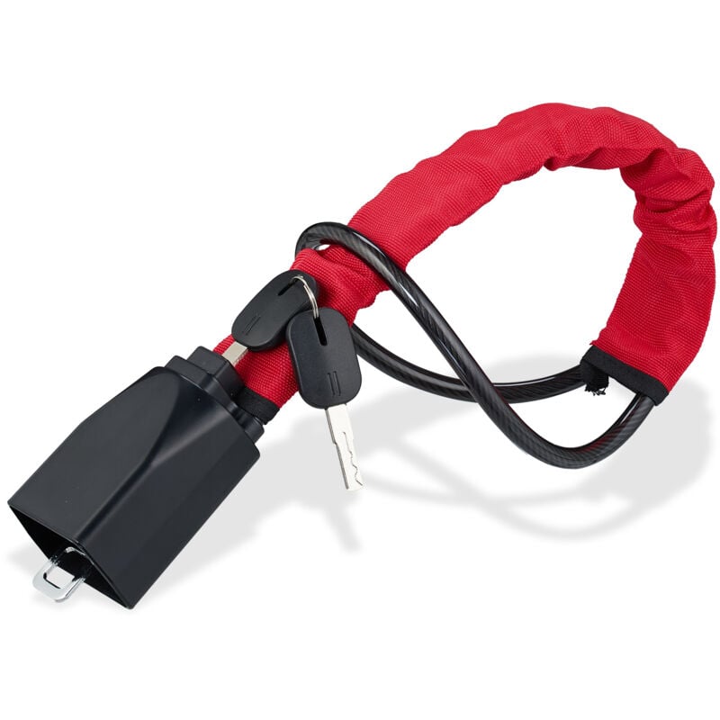 Antivol de direction pour voiture, double antivol universel, protection contre le vol, acier, rouge/noir - Relaxdays
