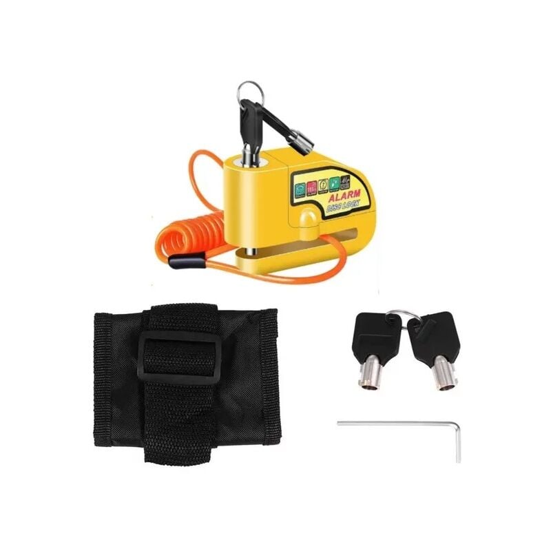 Tonchean - Antivol de frein à disque pour moto, vélo, scooter, alarme étanche avec pièces de câble de rappel