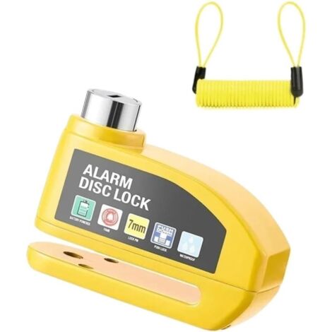 Antivol de frein à disque pour vélo avec alarme et câble de rappel 7 mm, antivol pour moto/scooter, antivol de frein avec alarme, antivol de frein à disque-AquaForge