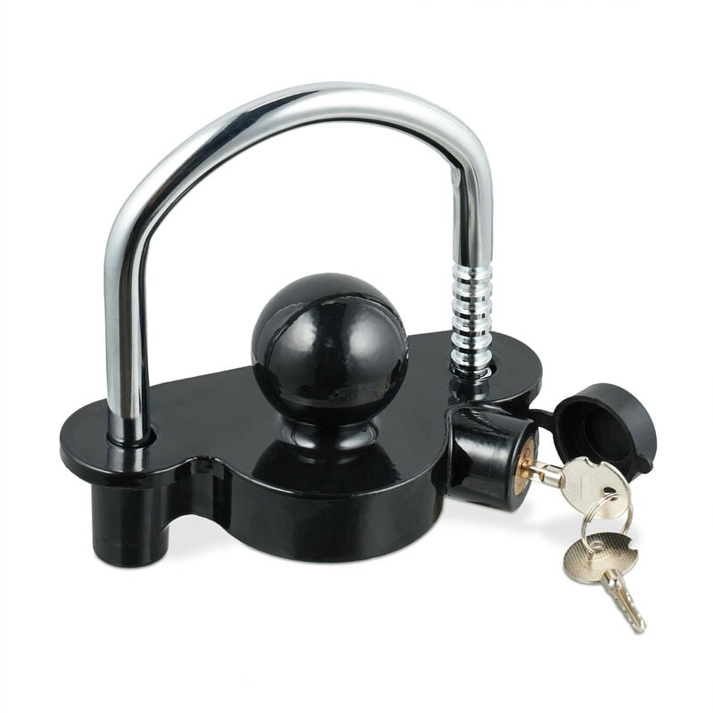 Antivol de remorque, protection pour caravane & attelages courants, chargement de voiture, noir/argenté - Relaxdays