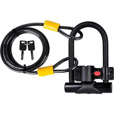 Antivol de vélo 120 cm : Antivol à étrier pour vélo de Ø 15 mm 2 en 1 avec 2 clés, antivol antivol en acier, support pour vélo électrique, scooter électrique pour adulte