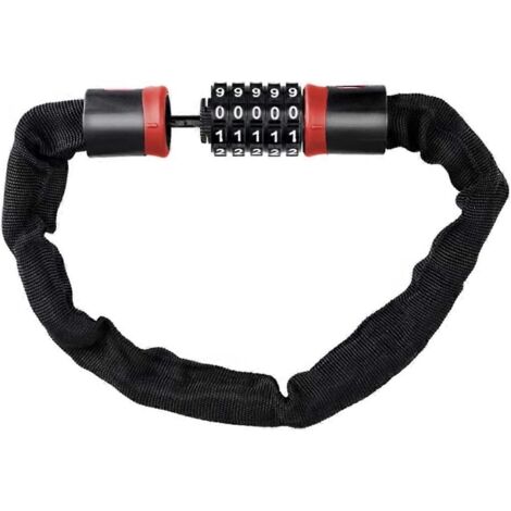 Antivol de vélo à code, chaîne haute sécurité 6 mm avec code à 5 chiffres, résistant aux intempéries, pour vélo, moto, scooter (0,6 m)-AquaForge