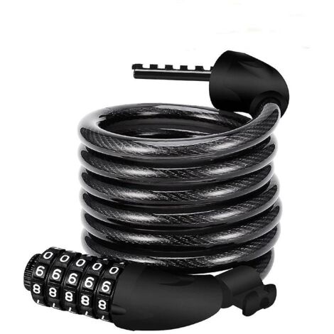 Antivol de vélo à code intelligent à 5 chiffres pour une sécurité maximale - Câble antivol de 120 cm x 12 mm pour vélos, scooters, motos, portails et poussettes