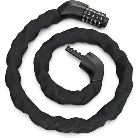 Antivol de vélo à combinaison 5 positions - Chaîne de vélo haute sécurité réinitialisable de 2,95 pi x 6 mm, convient aux vélos, vélos de route, scooters, motos et portes.