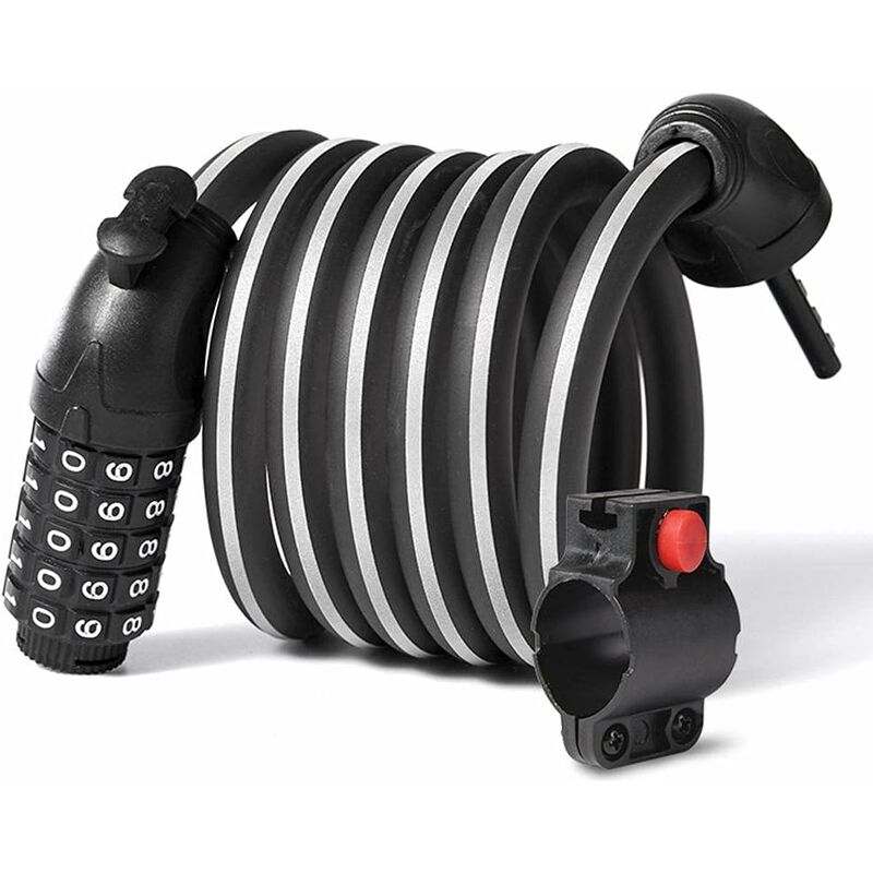 Antivol de vélo de montagne avec cable réfléchissant à 5 chiffres et cadre de verrouillage-Fei Yu