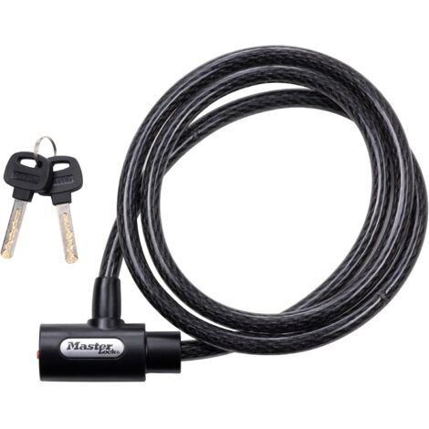 Antivol de vélo en fil d'acier avec clé, 1,5 mètre de long, noir-AquaForge