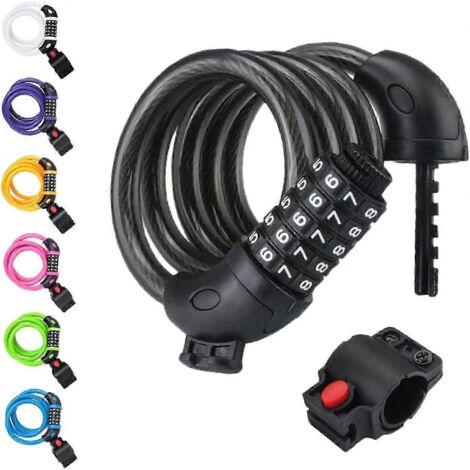 Antivol de vélo haute sécurité à combinaison réinitialisable à 5 chiffres, câble antivol robuste - Noir-AquaForge