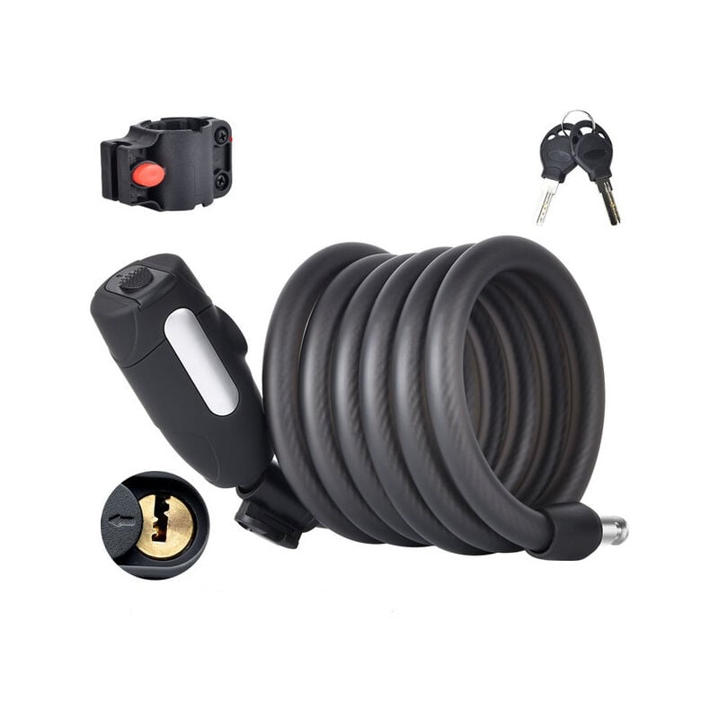 Antivol de vélo haute sécurité – Câble antivol en spirale avec clé