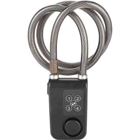 Antivol de vélo intelligent noir, antivol à combinaison étanche pour vélos et portails, câble antivol avec alarme de 110 dB, haute sécurité, sans clé.