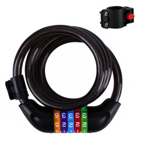 Antivol de vélo noir à câble, cadenas à combinaison-AquaForge