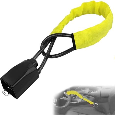 Antivol de volant universel - 2 clés d'immobilisation pour voitures, fourgonnettes et camping-cars (jaune)