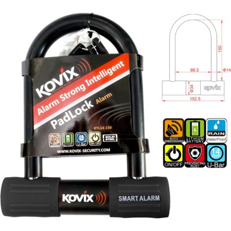 Antivol en U KOVIX KTL14-150 avec alarme noir