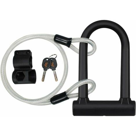 Antivol en U pour vélo avec câble  16 mm très résistant avec câble Flexible en Acier 1,2 m et Support de Montage Robuste pour vélo de Route, VTT, vélo électrique Pliable